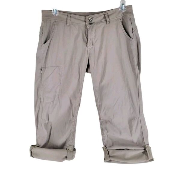 PrAna Halle Convertible Roll Up Pants Wmns 10 32x31 Beige Stretch Hiking Outdoor - Picture 1 of 12